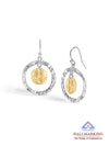 Two-Tone Hammered Disc Drop Earrings