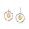 925 Sterling Silver Two-Tone Classic Double Dangling Italian Hammered Design Disc Drop Dangle Earrings for Women