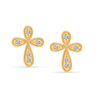 925 Sterling Silver 14K Gold Plated Zirconia Medium Cross Stud Earrings for Women Teen