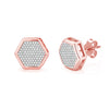 925 Sterling Silver Micro Pave CZ Geometric Shape Lightweight Italian Design Hexagon Kite Stud Earrings for Women