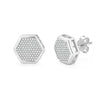 925 Sterling Silver Micro Pave CZ Geometric Shape Lightweight Italian Design Hexagon Kite Stud Earrings for Women