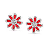 925 Sterling Silver CZ Enamel Crystal Pink Flower Stud Earrings for Women Teen