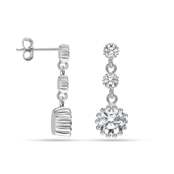 925 Sterling Silver Cubic Zirconia Crystal Classic Statement Linear Drop Dangle Earrings for Women