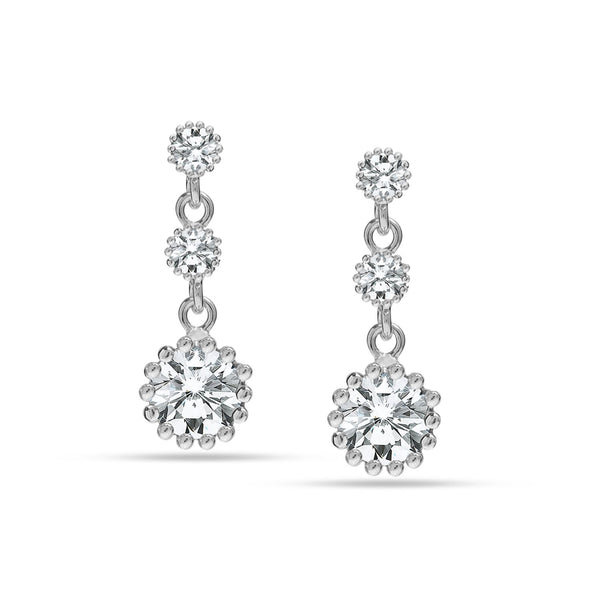 925 Sterling Silver Cubic Zirconia Crystal Classic Statement Linear Drop Dangle Earrings for Women