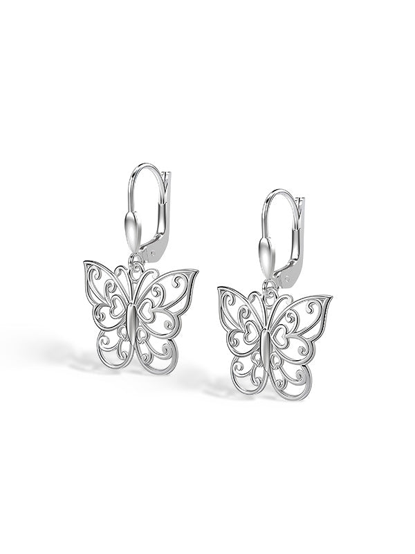 Filigree Butterfly Leverback Earrings