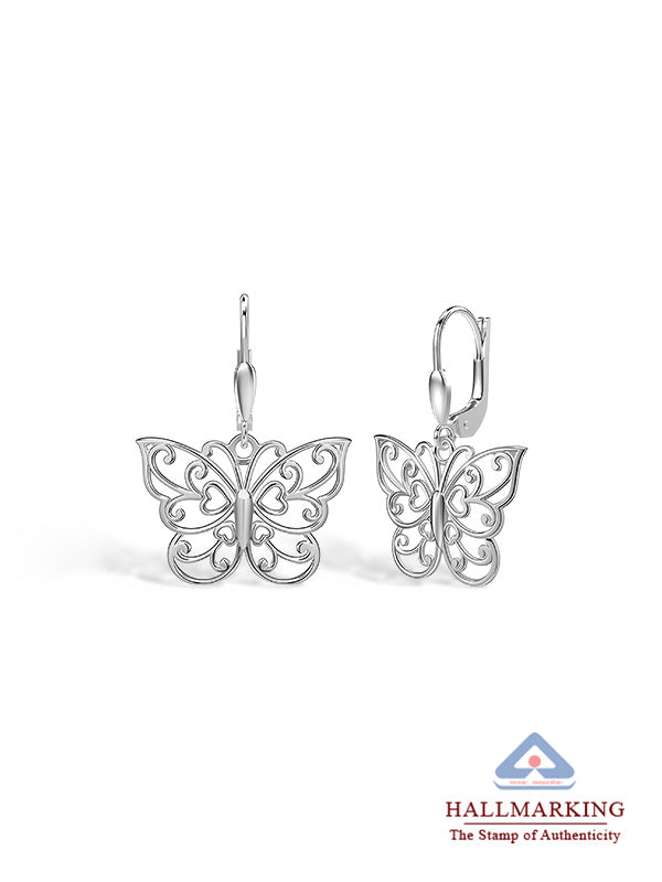 Filigree Butterfly Leverback Earrings