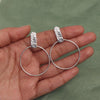 925 Sterling Silver Hammered Bar Circle Endless Summer Textured Open Round Drop Dangle Earrings for Women