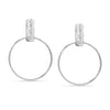 925 Sterling Silver Hammered Bar Circle Endless Summer Textured Open Round Drop Dangle Earrings for Women
