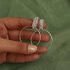 925 Sterling Silver Hammered Bar Circle Endless Summer Textured Open Round Drop Dangle Earrings for Women