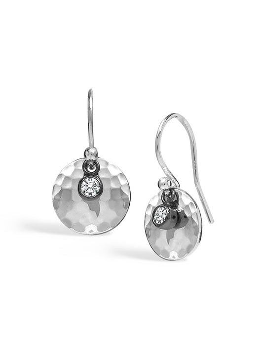 Mini Crystal Disc Drop Earrings