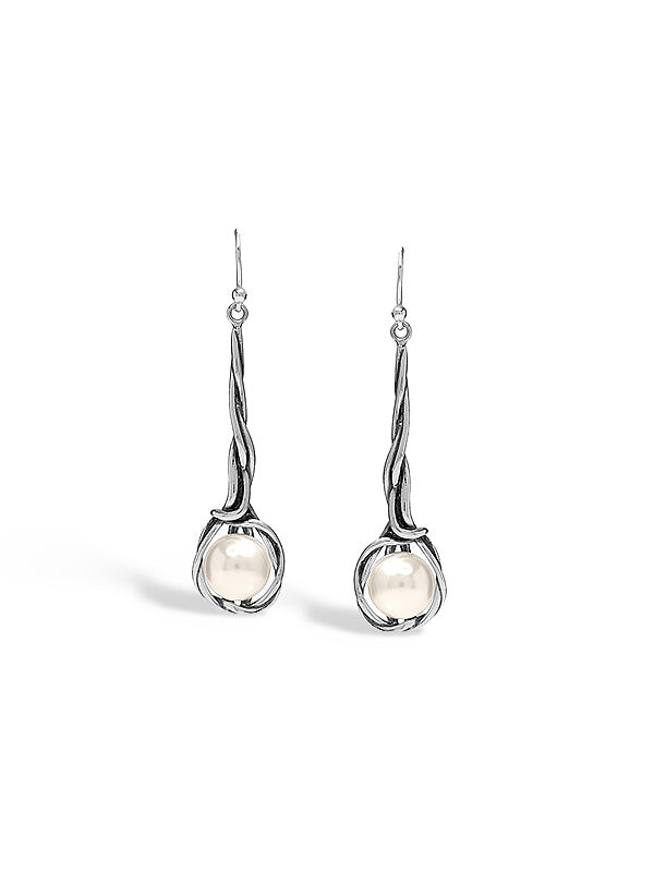 Freshwater Pearl Twisted Drop Earrings