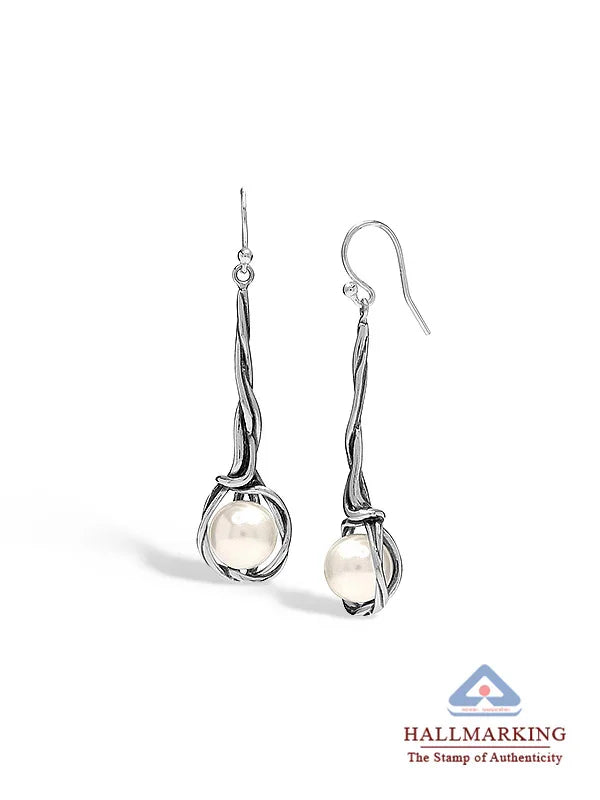 Freshwater Pearl Twisted Drop Earrings