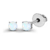 925 Sterling Silver Hypoallergenic Created Round Opal Birthstone Small Prong Set Stud Earrings for Women Teen