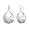 925 Sterling Silver French Wire Handmade Hammered Classic Crescent Dangle Drop Earring for Women