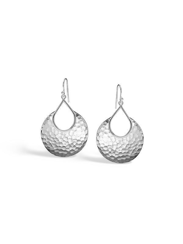 Handmade Hammered Crescent Drop Earrings