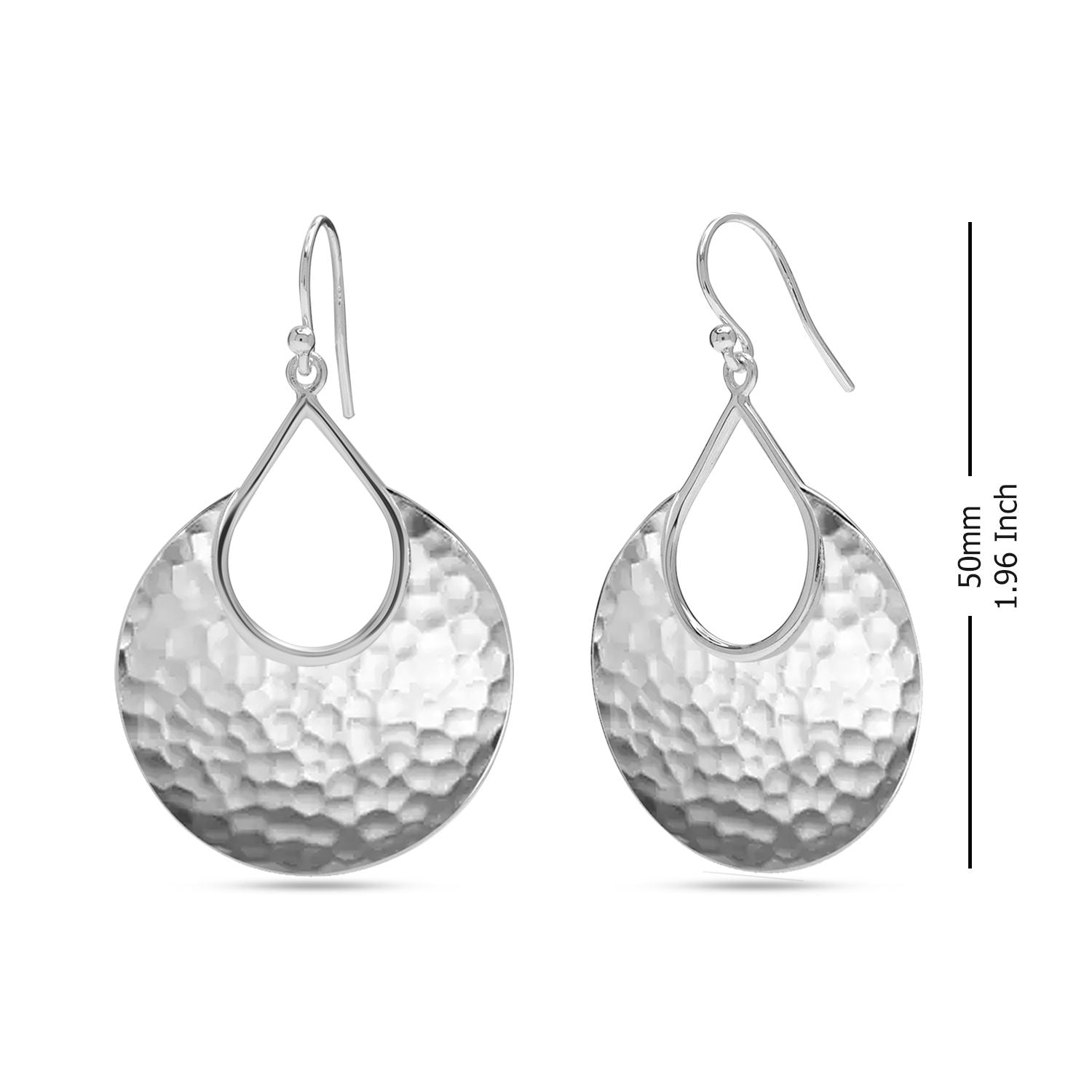 925 Sterling Silver French Wire Handmade Hammered Classic Crescent Dangle Drop Earring for Women