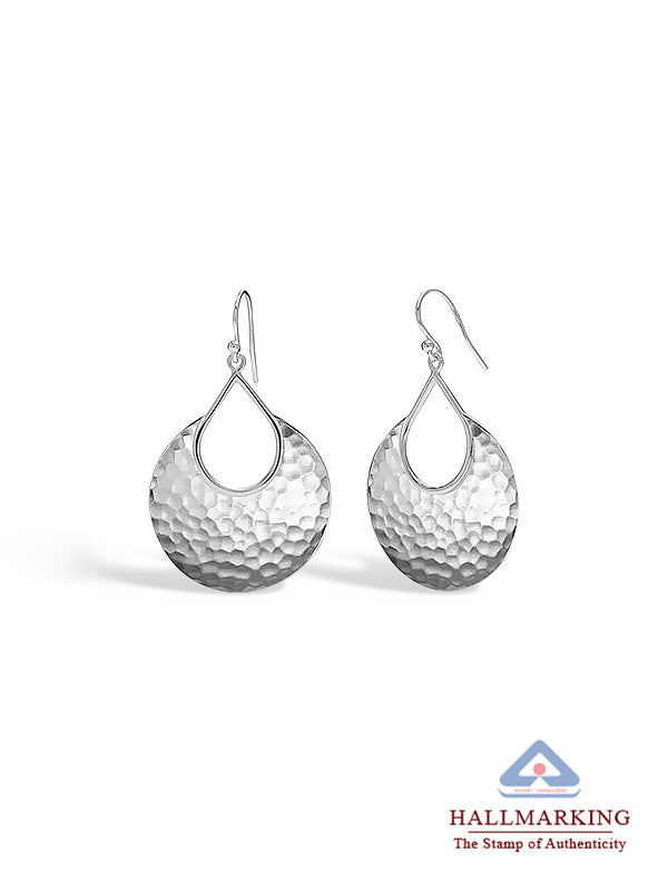 Handmade Hammered Crescent Drop Earrings