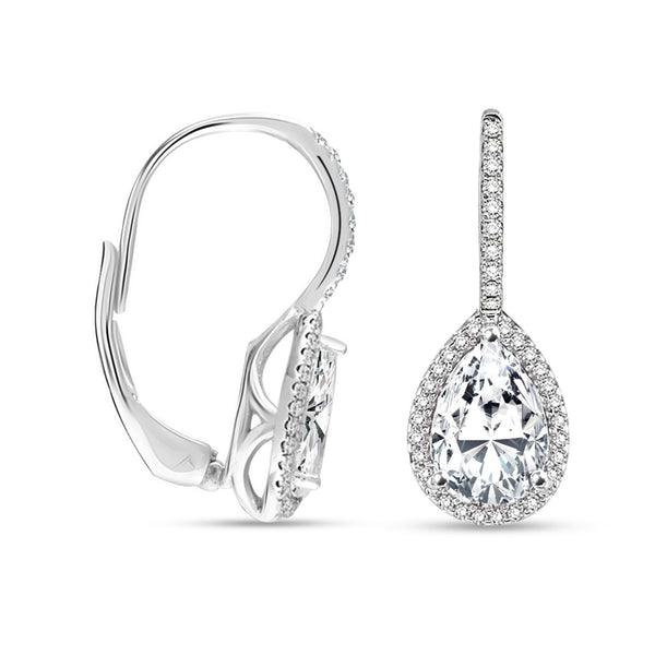 925 Sterling Silver Cubic Zirconia Leverback Small Drop Dangle Earrings for Women and Girls