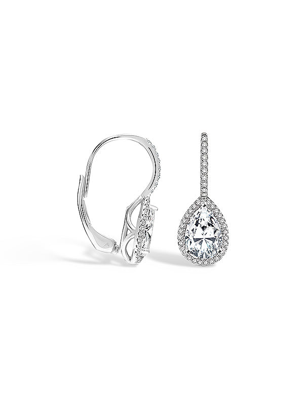 CZ Leverback Small Drop Earrings