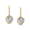 925 Sterling Silver 14K Gold Plated Cubic Zirconia Halo Round Crystal Leverback Drop Dangle Earrings for Women Teen
