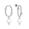 925 Sterling Silver Classic Cubic Zirconia Pearl Minimalist Twisted Circle Stud Round Drop Dangle Earrings for Women