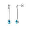 925 Sterling Silver Cubic Zirconia Verticle Bar Lightweight Italian Aqua Stud Drop Dangle Earrings for Women