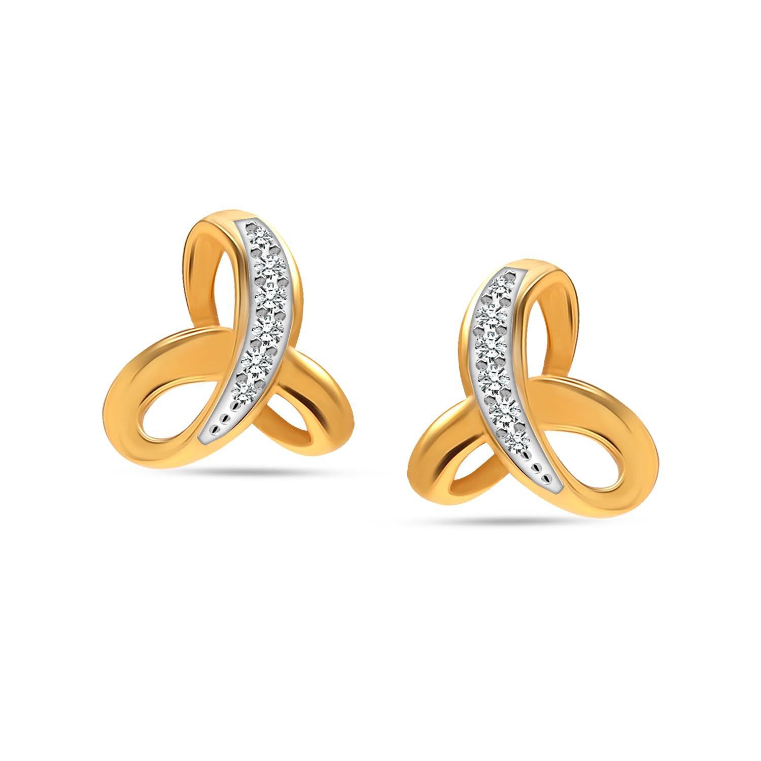 925 Sterling Silver 14K Gold Plated Cubic Zirconia Open Love Knot Interlocking Pave Stud Earrings for Women