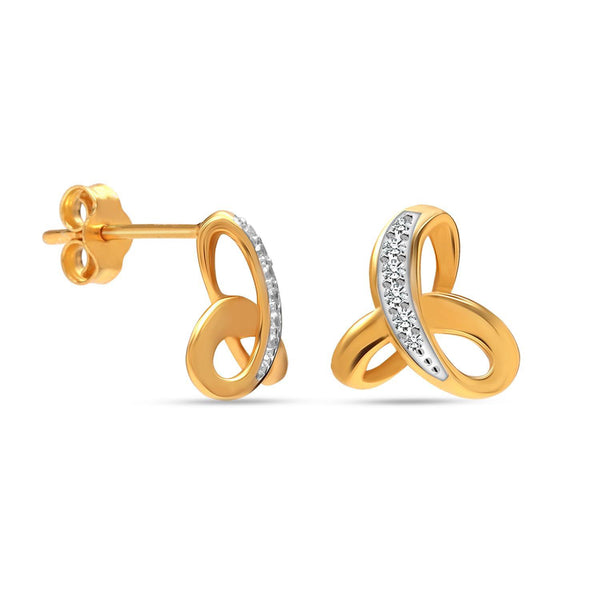 925 Sterling Silver 14K Gold Plated Cubic Zirconia Open Love Knot Interlocking Pave Stud Earrings for Women