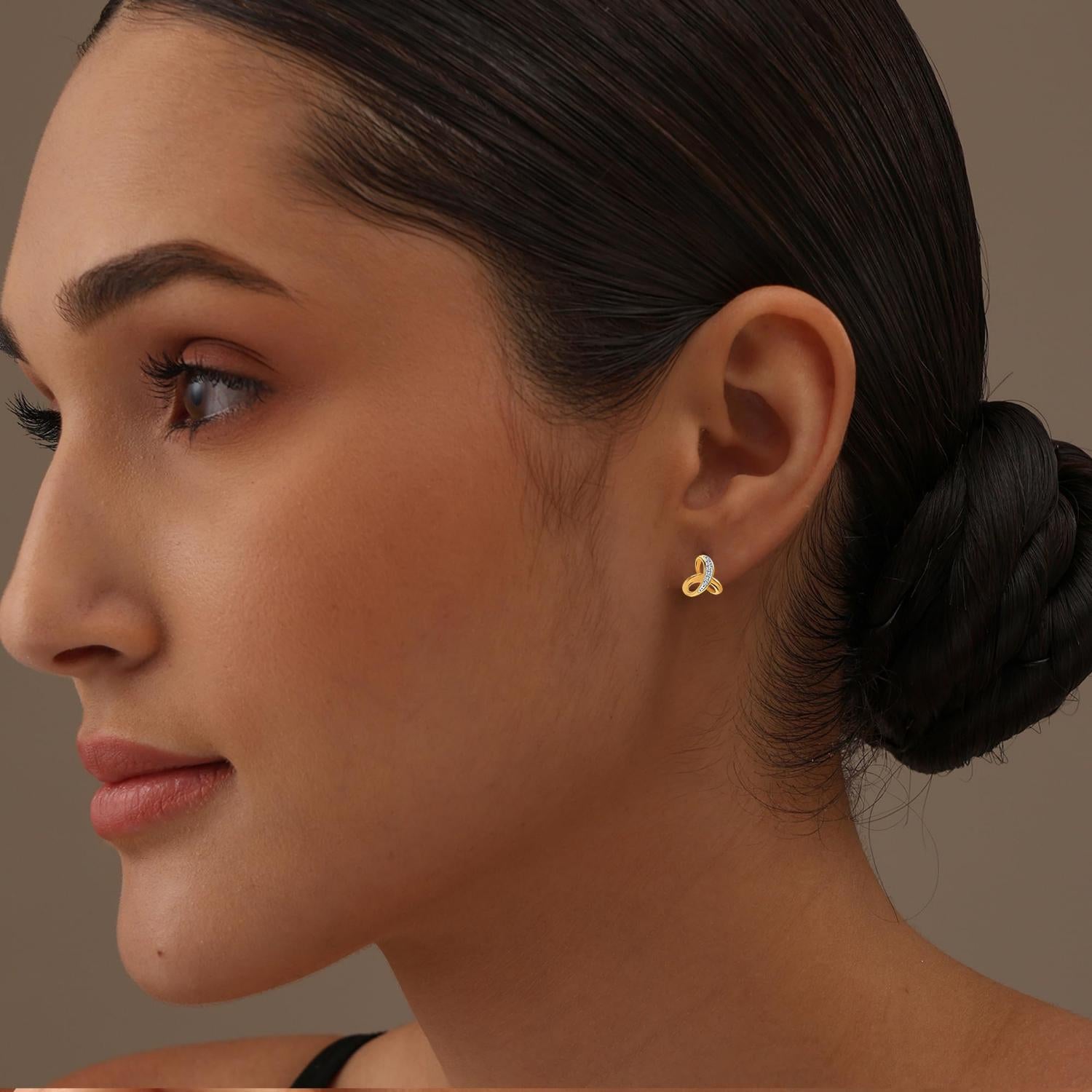 925 Sterling Silver 14K Gold Plated Cubic Zirconia Open Love Knot Interlocking Pave Stud Earrings for Women