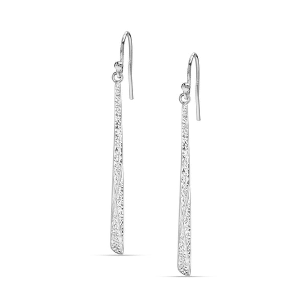 925 Sterling Silver Minimal Long Verticle Bar Hypoallergenic Handmade Textured Stick Drop Dangle Earrings for Women