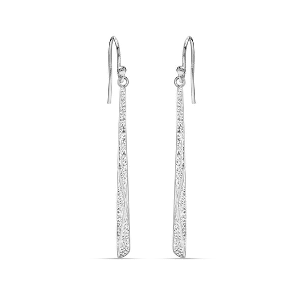 925 Sterling Silver Minimal Long Verticle Bar Hypoallergenic Handmade Textured Stick Drop Dangle Earrings for Women