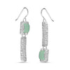 925 Sterling Silver Asymmetry Mismatch Classic Handmade Aqua Chalcedony Minimalist Long Hook Drop Dangle Earrings for Women