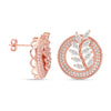 925 Sterling Silver 14K Rose-Gold Plated Cubic Zirconia Flower Classic Periwinkle Large Stud Earrings for Women