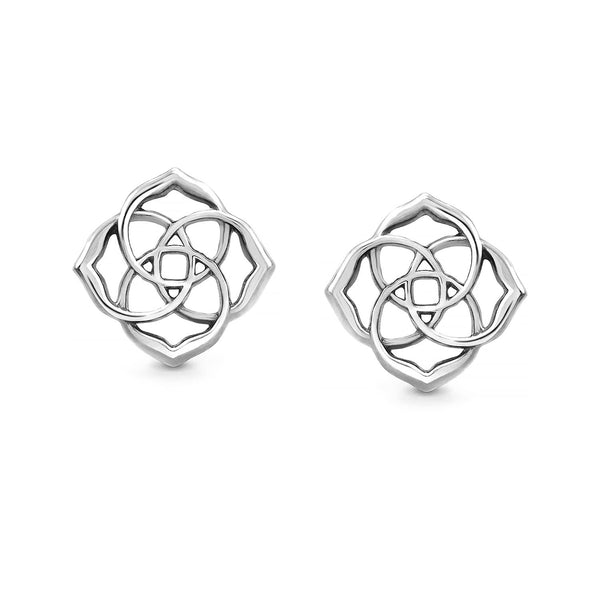 925 Sterling Silver Geometric Interlocking Celtic Knot Stud Earrings for Women Teen