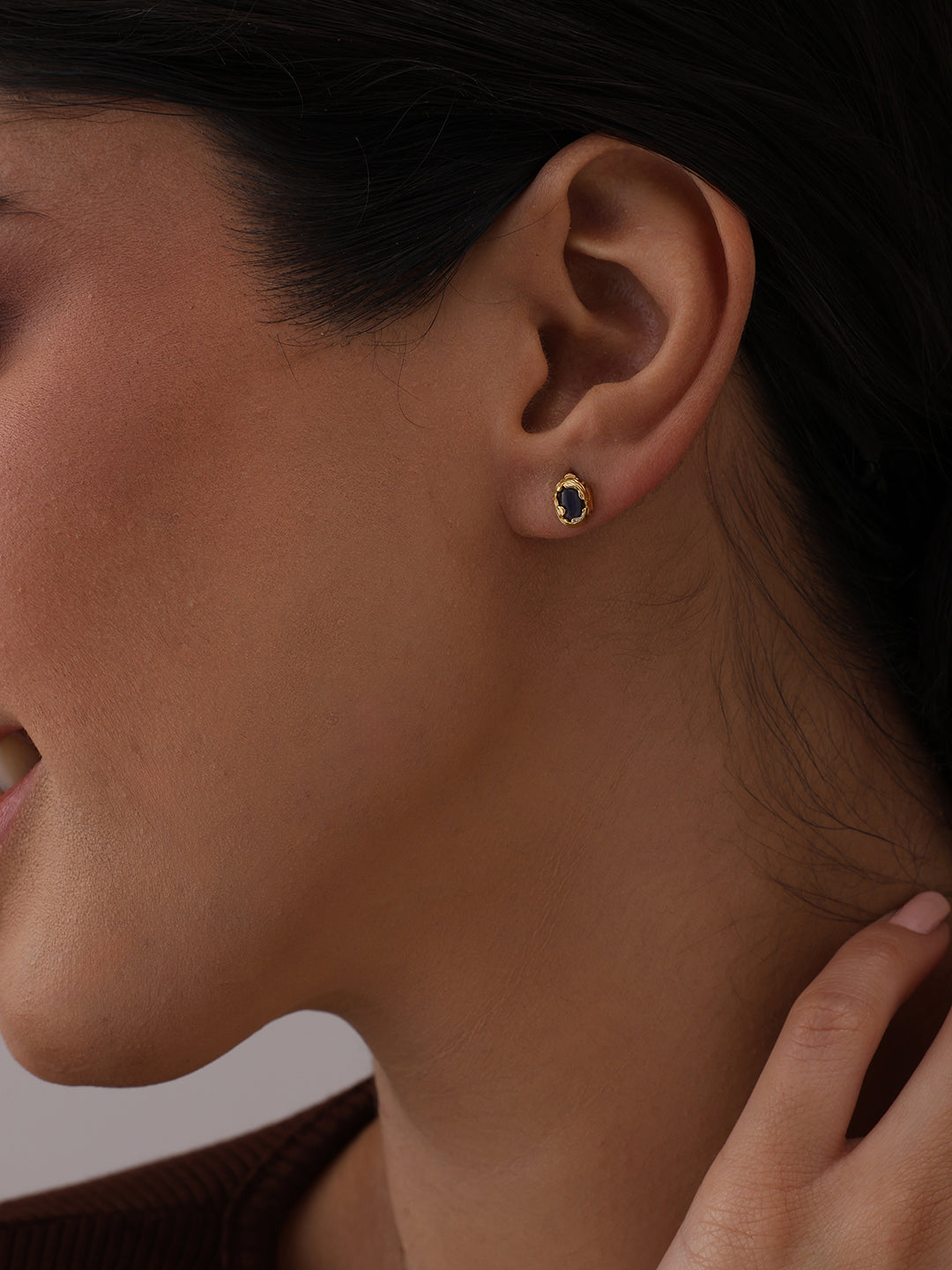 Golden Lyria Labradorite Stud Earrings