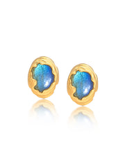 Golden Lyria Labradorite Stud Earrings