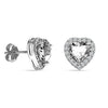 925 Sterling Silver Gemstone Halo Heart Stud Earrings for Women