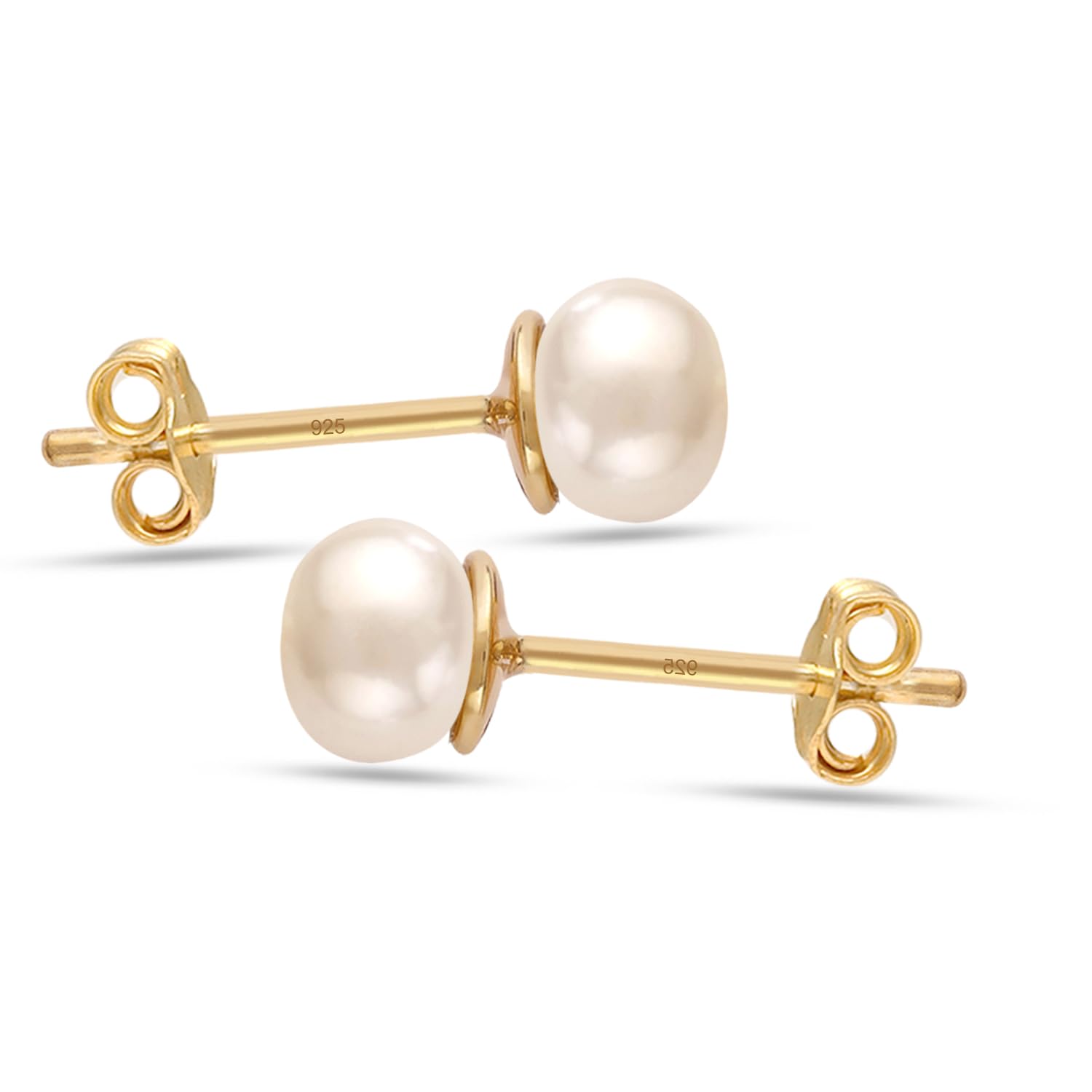 925 Sterling Silver Jewellery | 925 Steling Silver 14K Gold-Plated Freshwater Pearl Stud Earrings for Women and Girls | acpl-ecom.myshopify.com