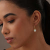 925 Sterling Silve 14K Gold-Plated Round Shaped White Opal Gemstone Drop Dangle Earrings for Women