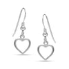 925 Sterling Silver French Wire Love Heart Drop Dangle Earrings for Women