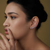 925 Sterling Silver Rhodium Plated Cartilage Cubic Zirconia Piercing 7 Crystals Ear Cuffs Hoop Climber Earrings for Women