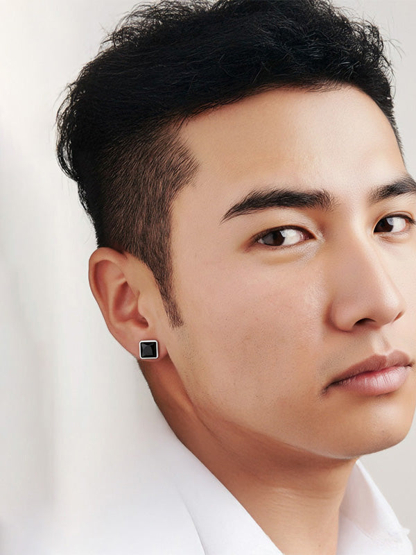 Black Onyx Bezel Studs for Men
