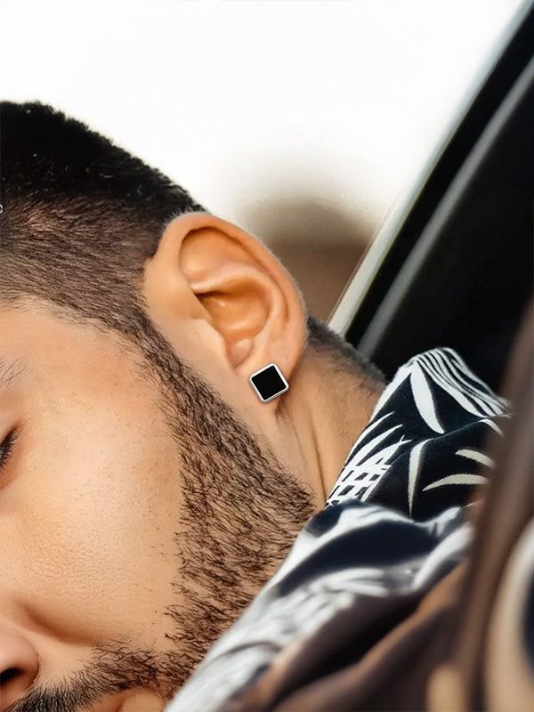 Black Onyx Bezel Studs for Men