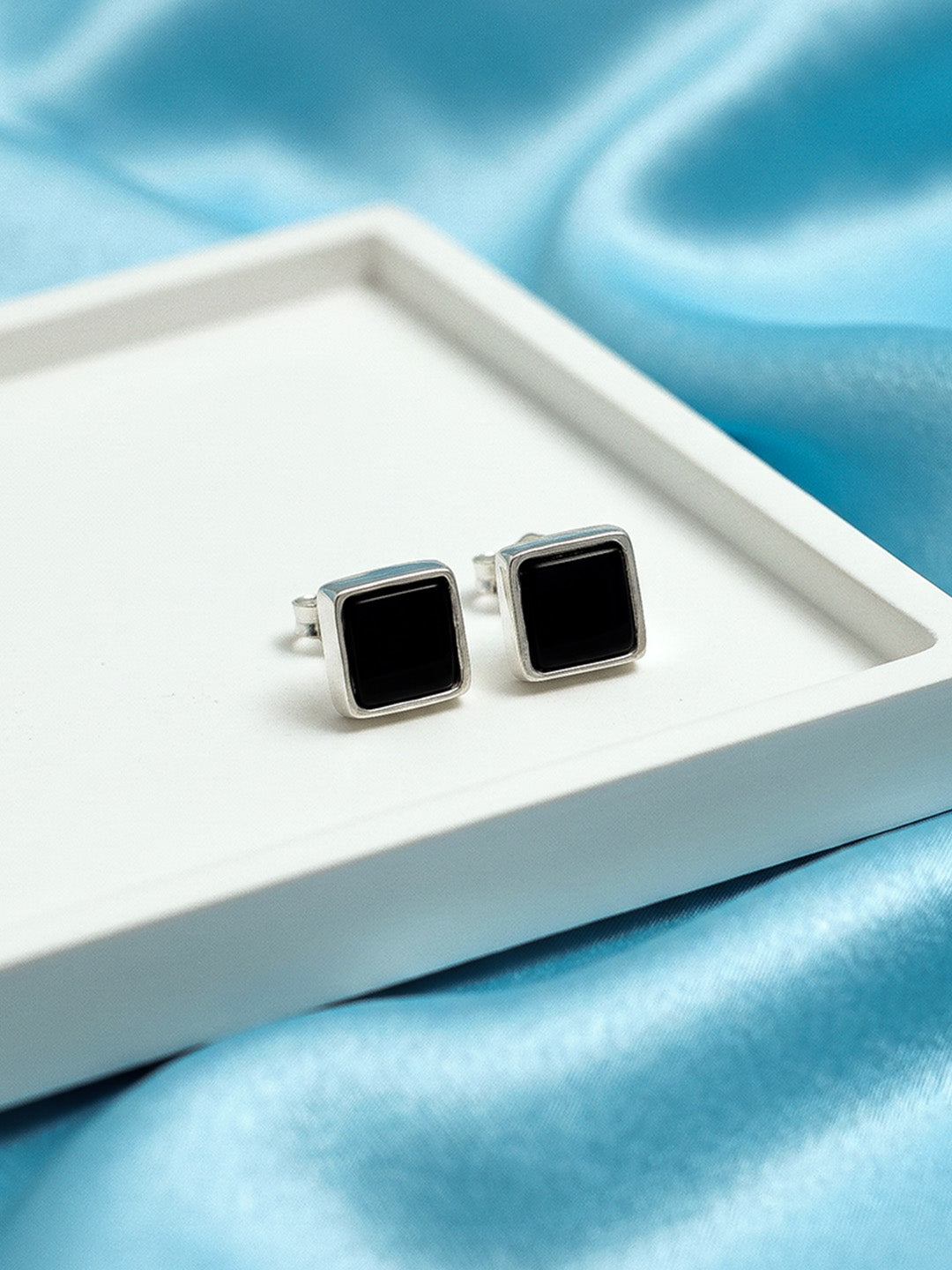 Black Onyx Bezel Studs for Men