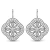 925 Sterling Silver Cubic Zirconia Openwork Clover Leverback Drop Dangle Earrings for Women