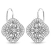 925 Sterling Silver Rhodium Plated Zirconia Openwork Clover Leverback Drop Dangle Earrings for Women