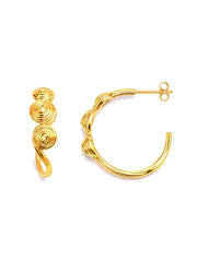 Round Shape Sculptural Dangler in Flash Gold