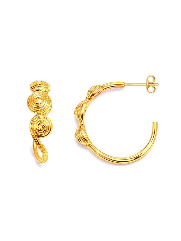 Round Shape Sculptural Dangler in Flash Gold