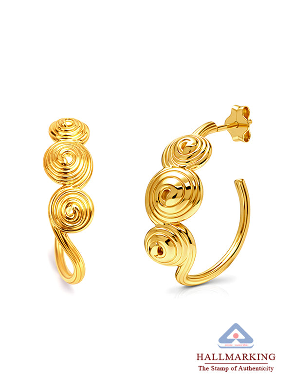 Round Shape Sculptural Dangler in Flash Gold