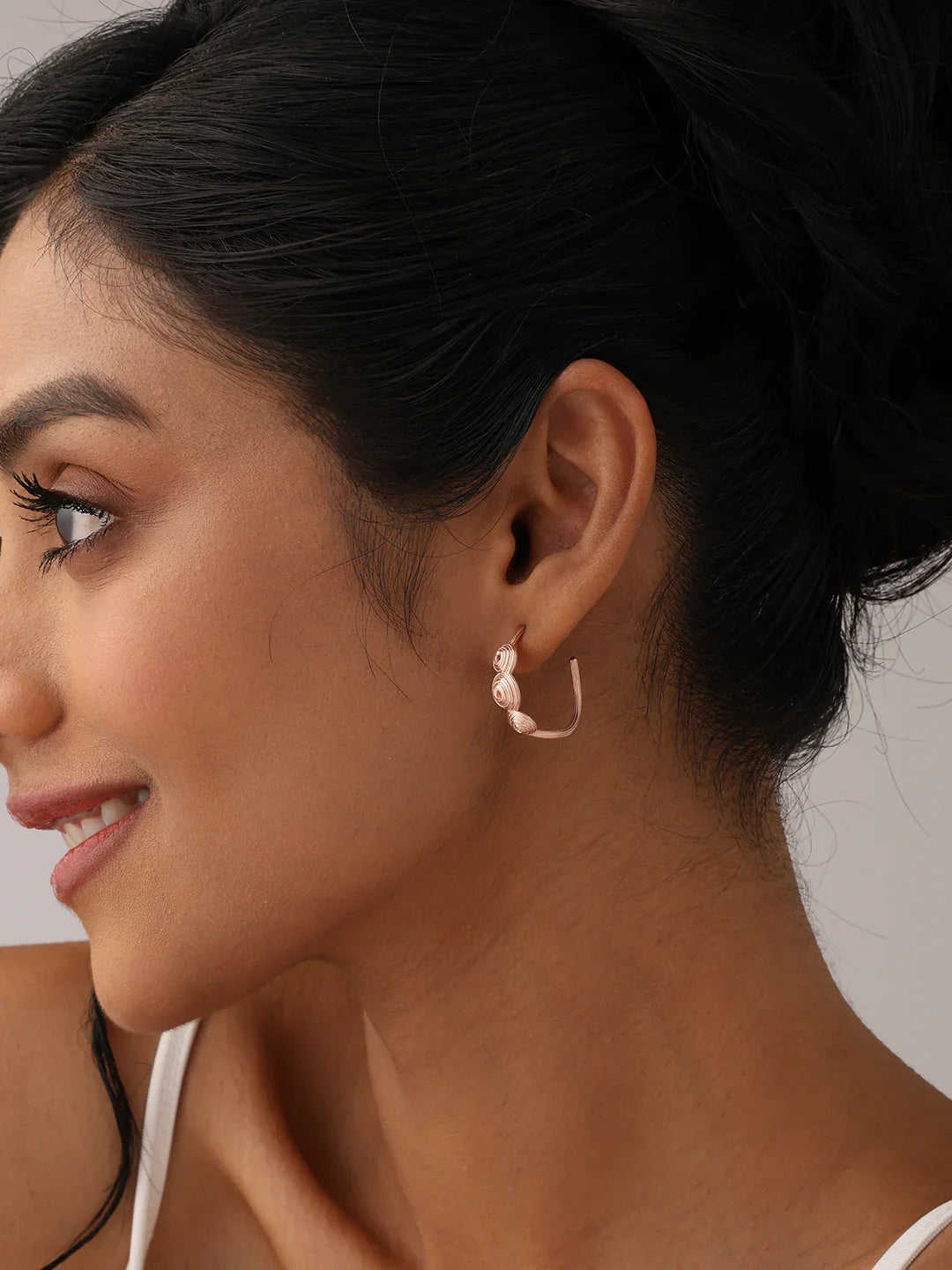 Rose Gold C Hoop Drop Earrings